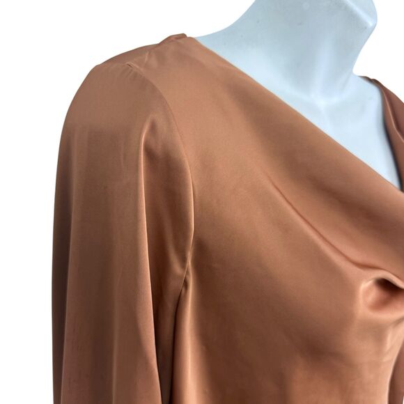 Joie Womens Orange Satin Scoop Neck Puff Long Sleeve Top Blouse Shirt sz M - Picture 4 of 16